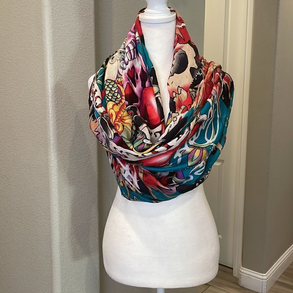 Ed Hardy Christian Audigier Silk Scarve Love Kills Slowly